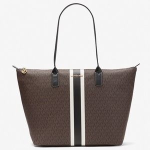 MK Large Logo Stripe Tote Bag